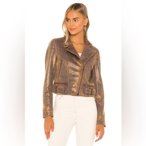 Free People Jackets & Blazers - Free People Fenix Snakeskin Vegan Leather Moto Jacket